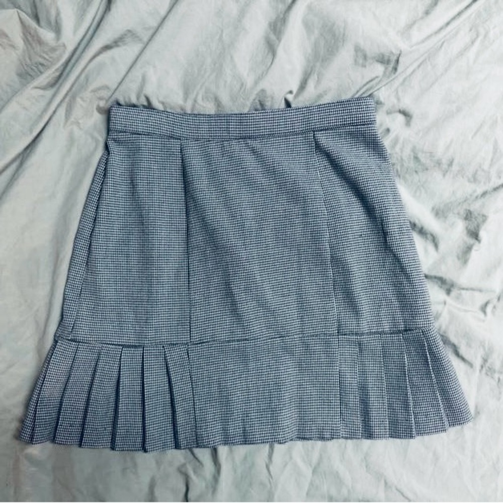 Dressbarn Blue Pleated Mini A-Line Skirt